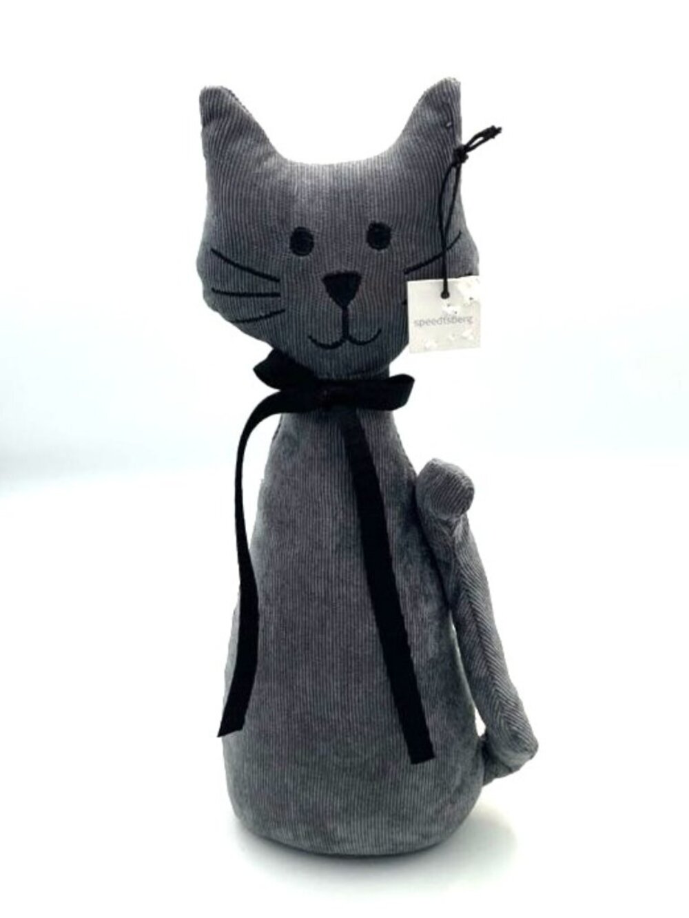 Speedtsberg Weighted Kitty Cat Doorstop Gray Corduroy Velvet Door Stop Neutral